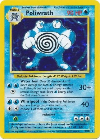#13 Pokemon Base Set Unlimited - Poliwrath Holo (HP)