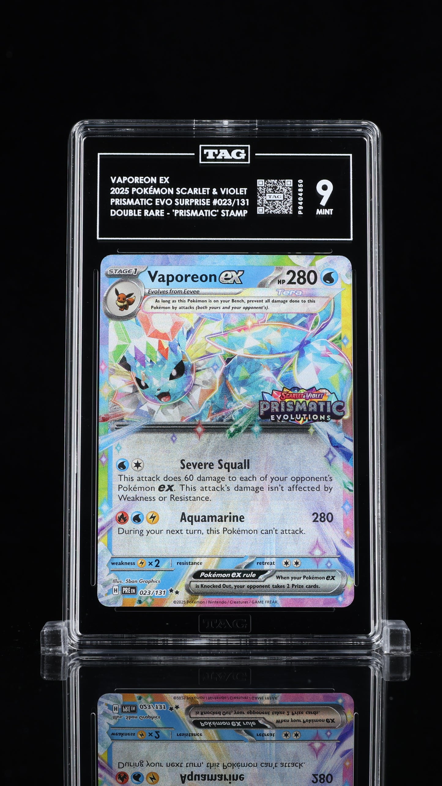 Vaporeon Ex Prismatic Stamp- #23 Prismatic Evolutions- TAG 9