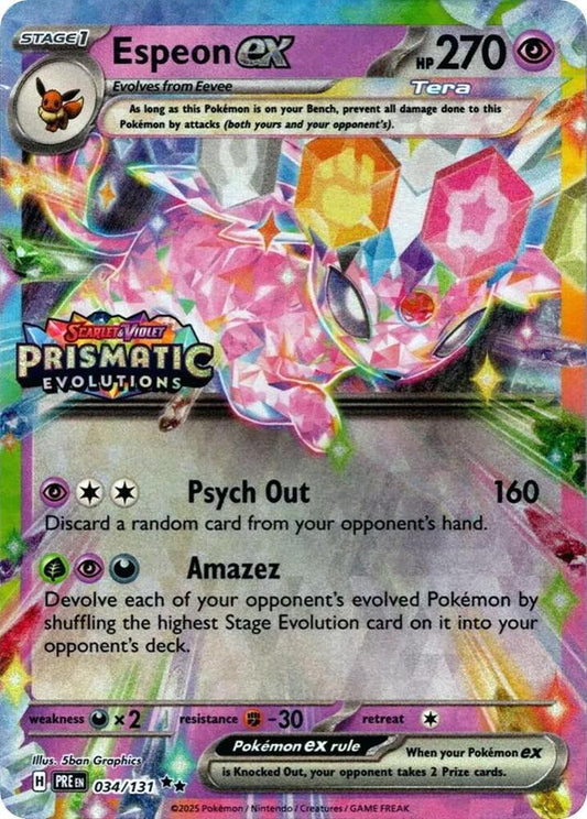 #34 Prismatic Evolutions- Espeon Ex (Prismatic Stamped)(Sealed)