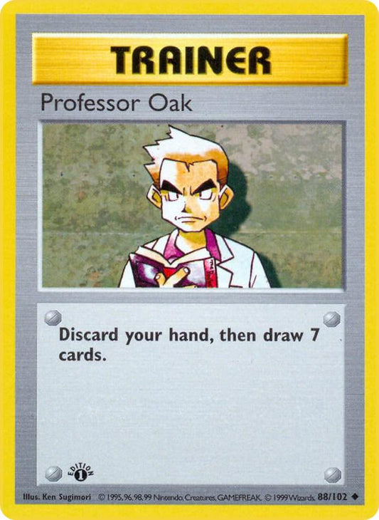 #88 1st Edition Pokemon Base Set-Professor Oak (MP)