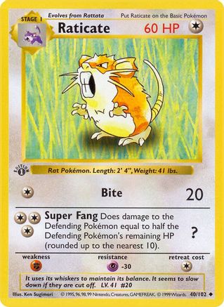 #40 1st Edition Base Set - Raticate (LP)