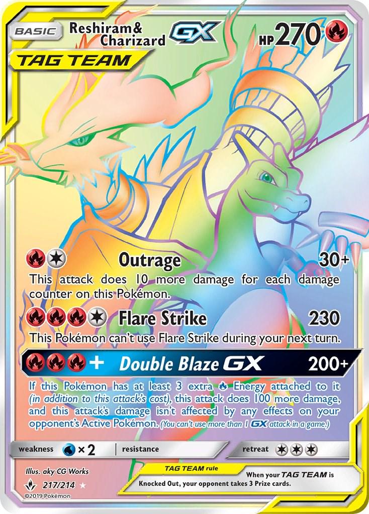 #217 Unbroken Bonds- Reshiram & Charizard GX (DMG)