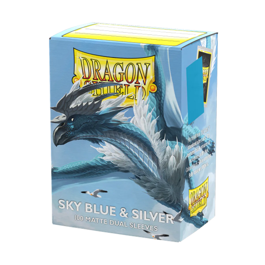 Dragon Shield Sleeves Dual Matte Sky Blue and Silver 100 count