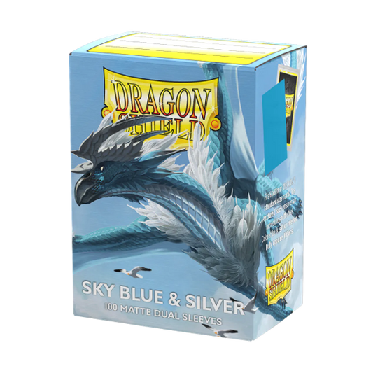 Dragon Shield Sleeves Dual Matte Sky Blue and Silver 100 count