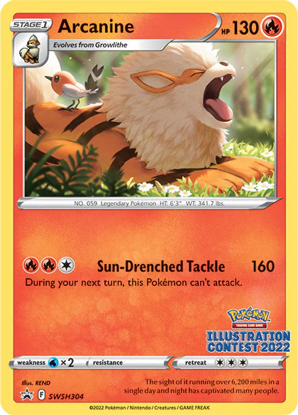 #SWSH304 Sword & Shield Promos- Arcanine (Illustration Contest 2022)(MP)
