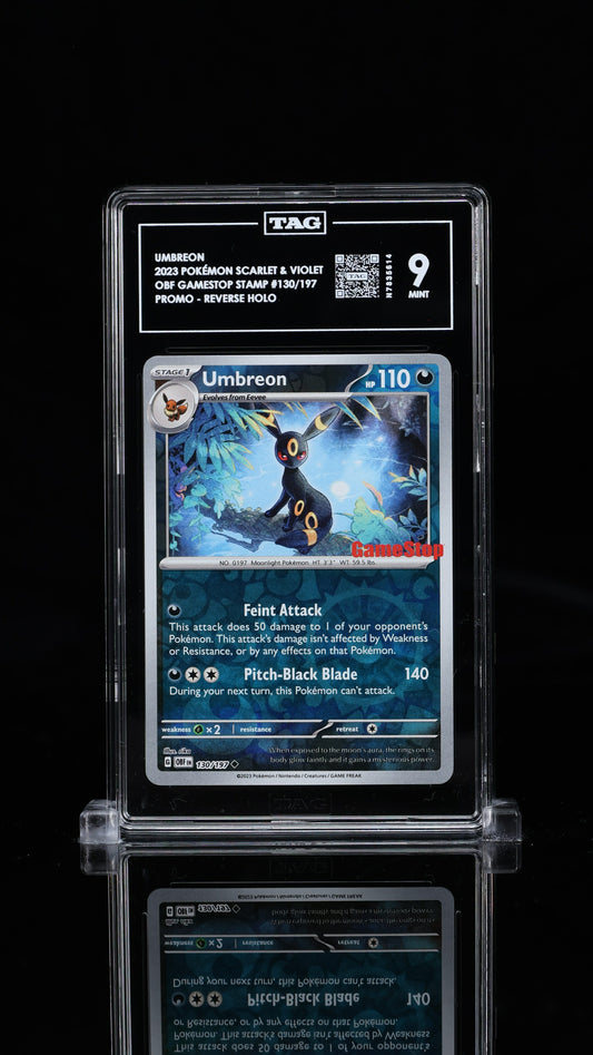 Umbreon (Reverse Holo)(Gamestop Stamped)- #130 Obsidian Flames- TAG 9
