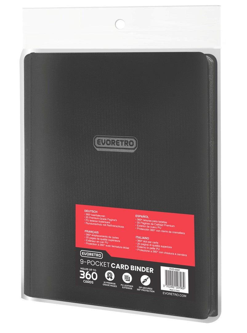 Evoretro Premium Zip Binder 360 Cards- Black