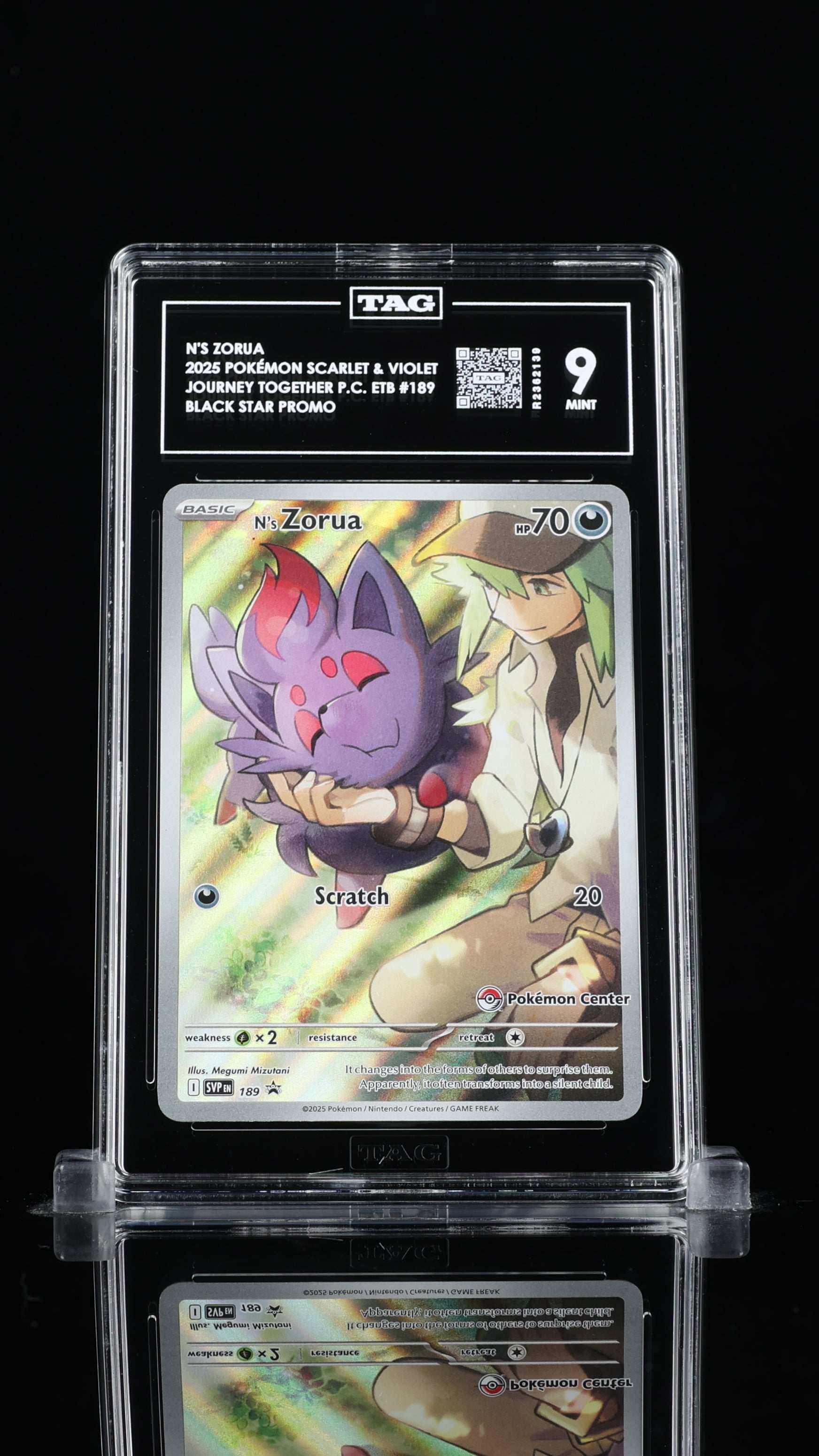 N's Zorua- #189 Scarlet & Violet Promo Pokemon Center Stamped- TAG 9